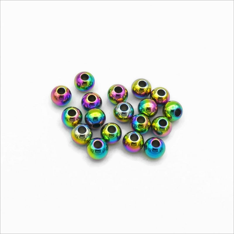 20 Rainbow Anodized Stainless Steel 6mm x 5mm Drum Beads