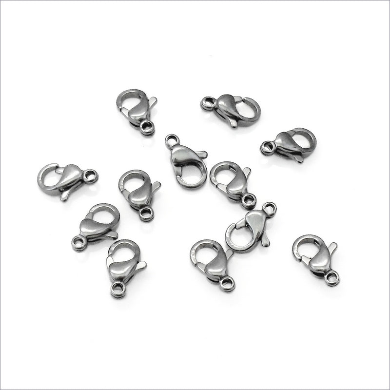 25 Stainless Steel 10mm Lobster Clasps
