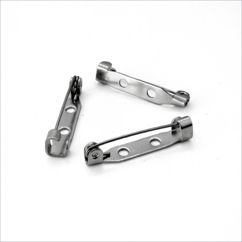 15 Stainless Steel 25mm Brooch Pin Backings