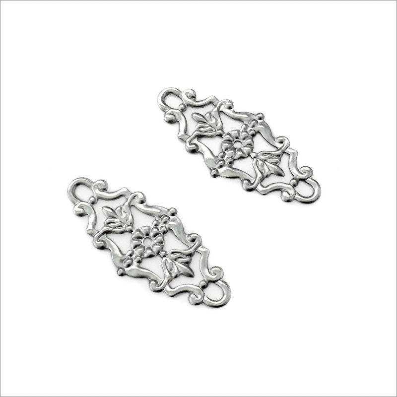 20 Stainless Steel Oblong Filigree Connector Links