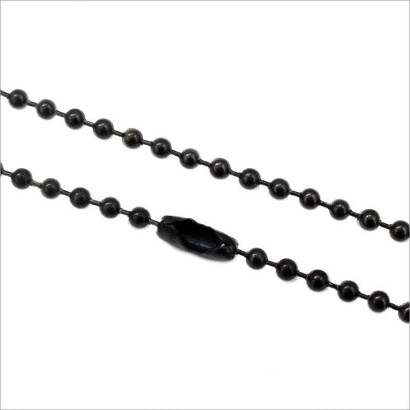1 Black 2.4mm Stainless Steel 75cm Ball Chain Necklace