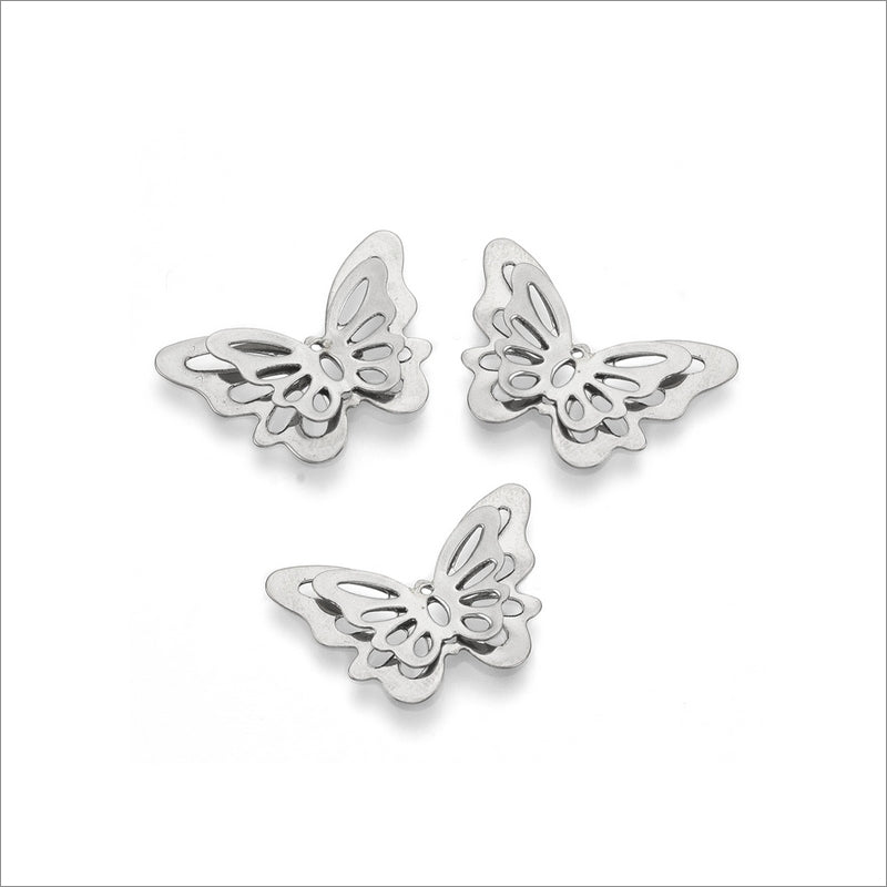 5 Stainless Steel Double Layered Butterfly Charms