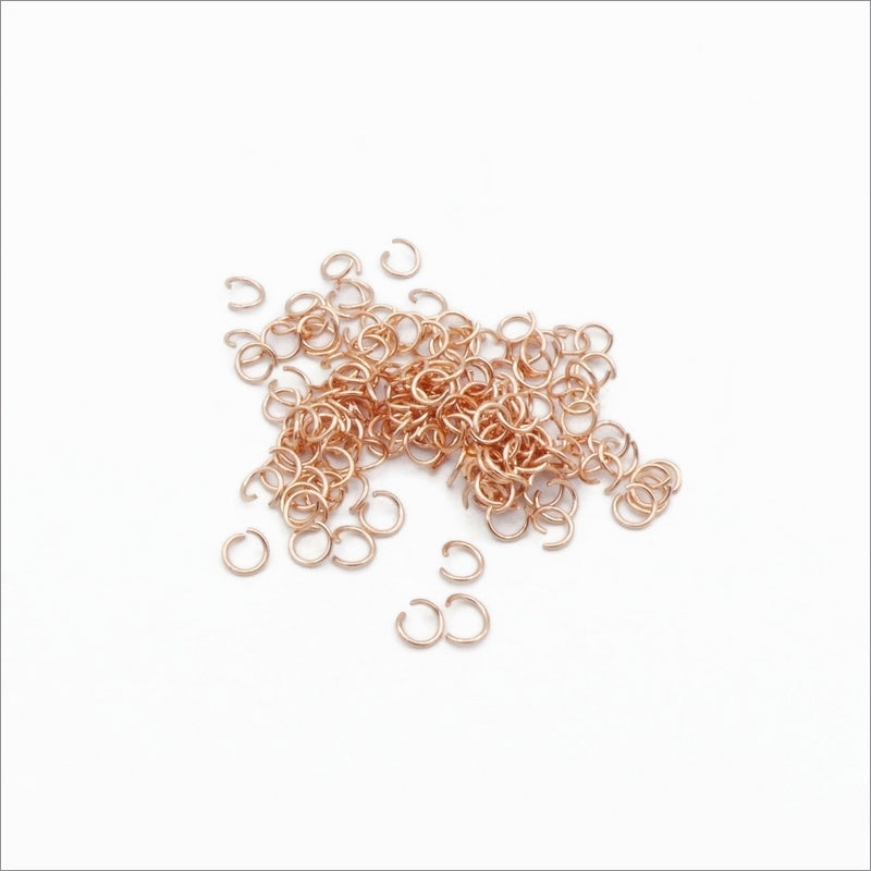 100 Rose Gold Tone Stainless Steel 4mm x 0.5mm Open Jump Rings