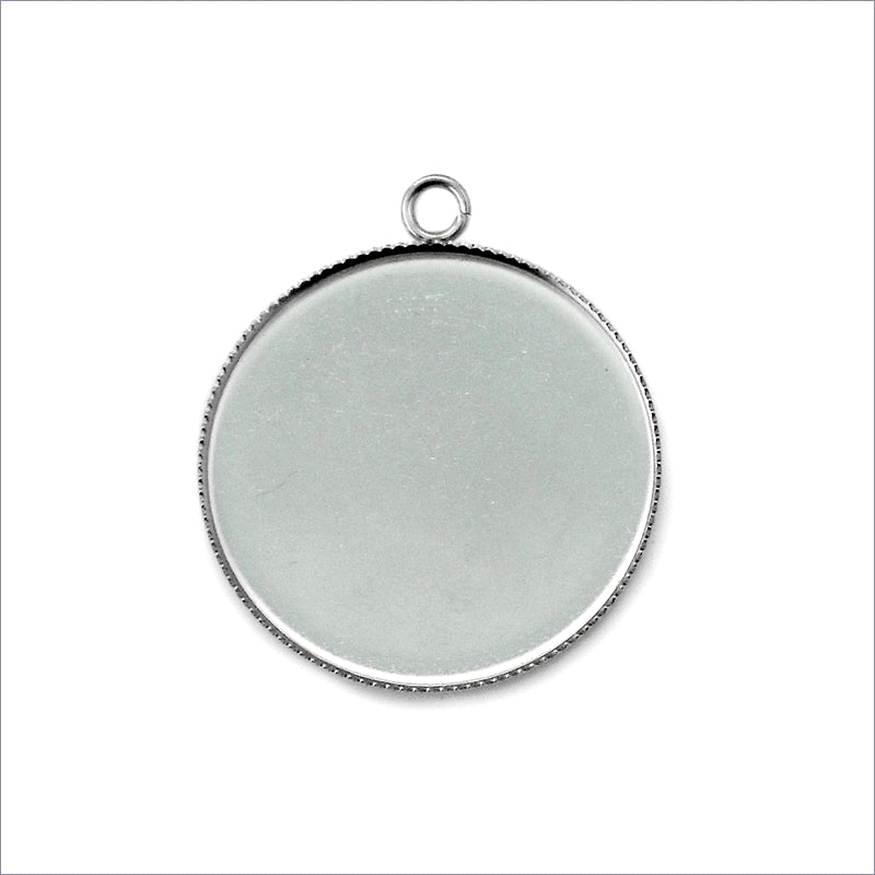 10 Stainless Steel 30mm Round Cabochon Pendant Settings