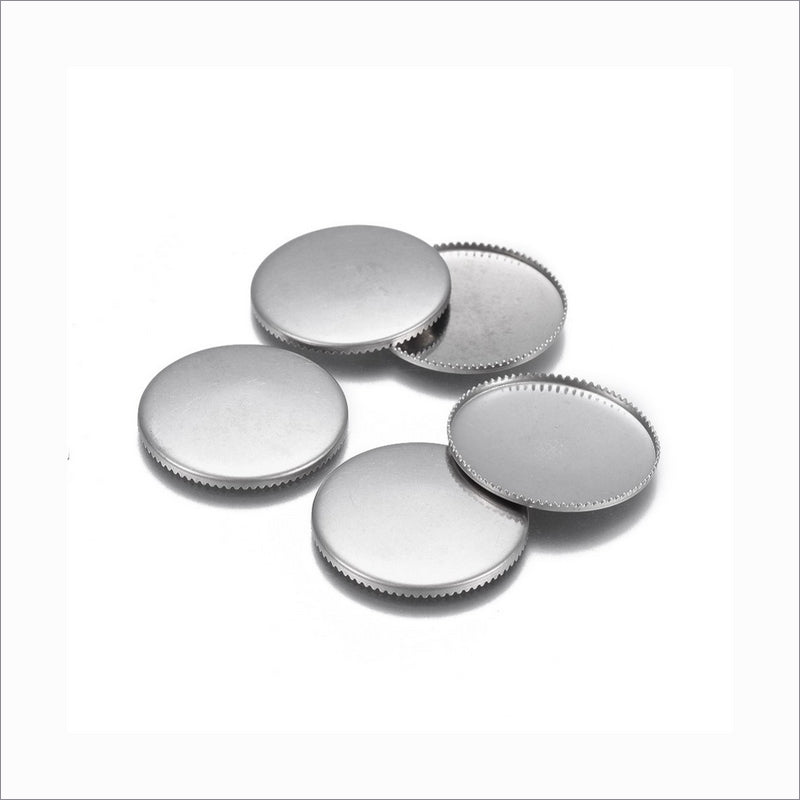 10 Stainless Steel 25mm Round Cabochon Bottlecap Tray Bezel Settings