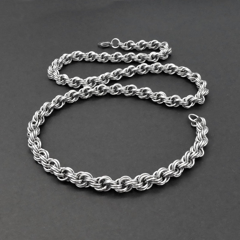 Stainless Steel Double Spiral Rope Chain Necklace