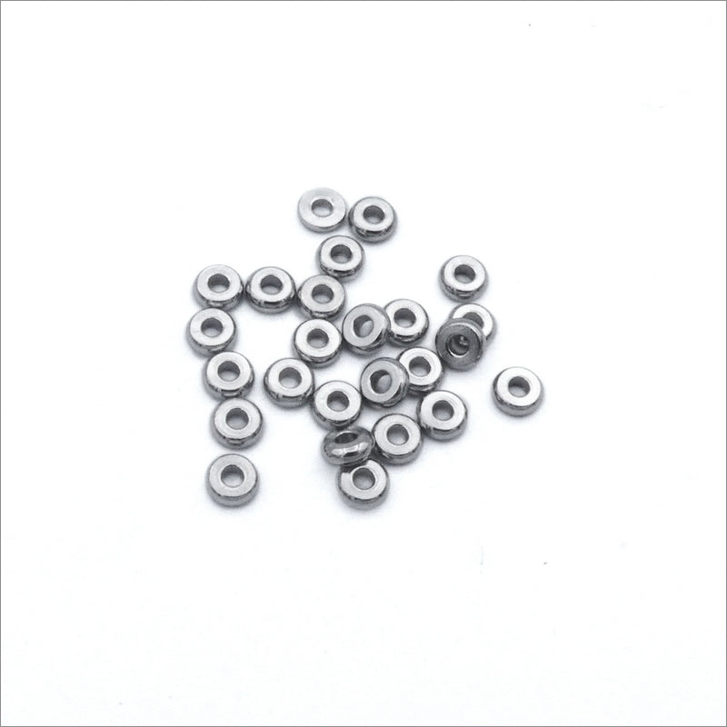 50 Stainless Steel Flat Rondelle Disc Spacer Beads