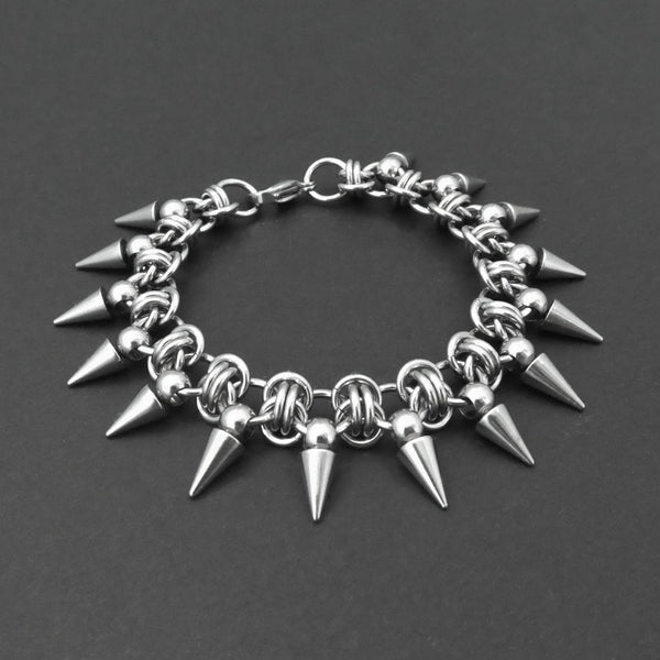 Stainless Steel Double Vision Chain Spike Bracelet The Craft