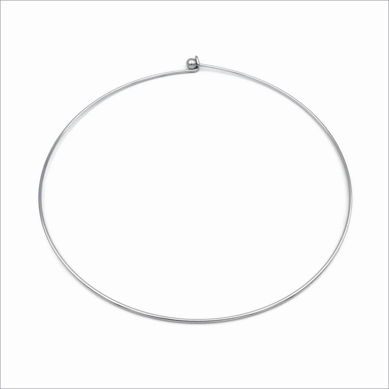 2 Stainless Steel Wire Ring Collar Necklace Blanks with Removable Ball Caps