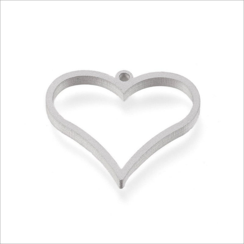 3 Stainless Steel Narrow Heart Shape Open Back Bezel Settings for Resin Pendants