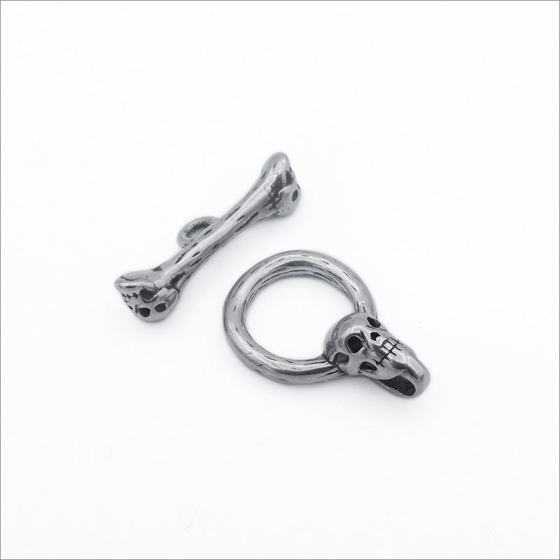 2 Stainless Steel Skull Toggle Clasp Sets