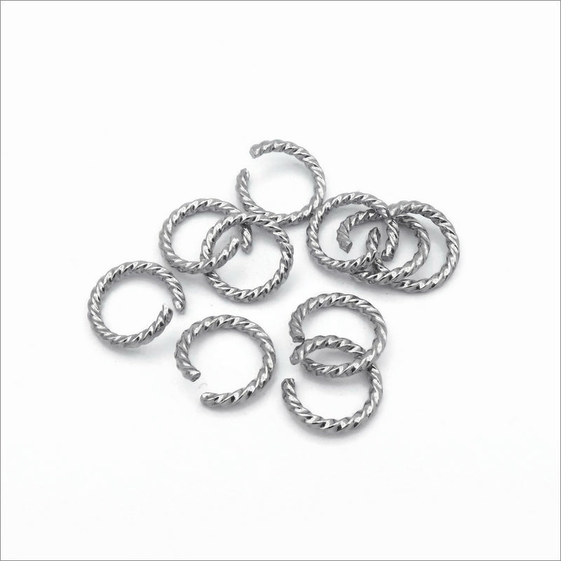 25 Stainless Steel 13.5mm x 2mm Twisted Wire Jump Rings