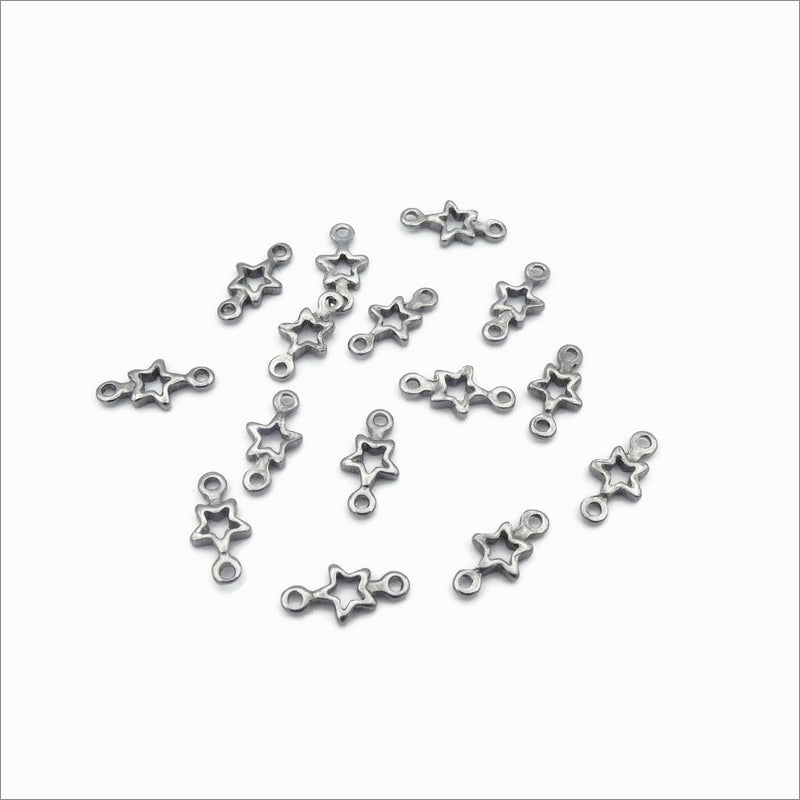 20 Small Stainless Steel Hollow Star Connectors