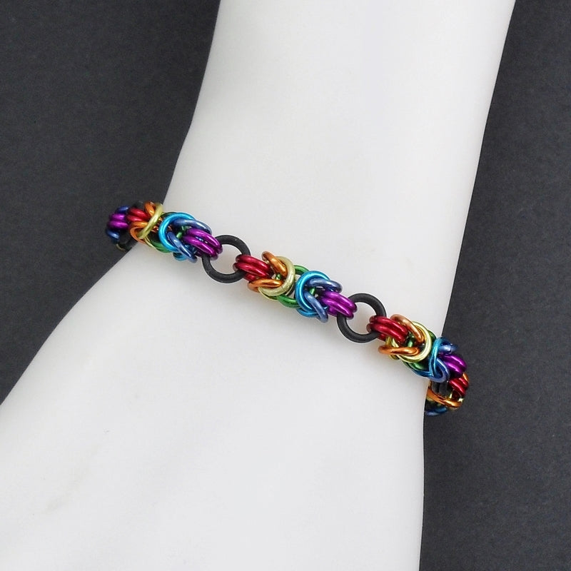 Stretchy Rainbow Byzantine Chain Maille Bracelet