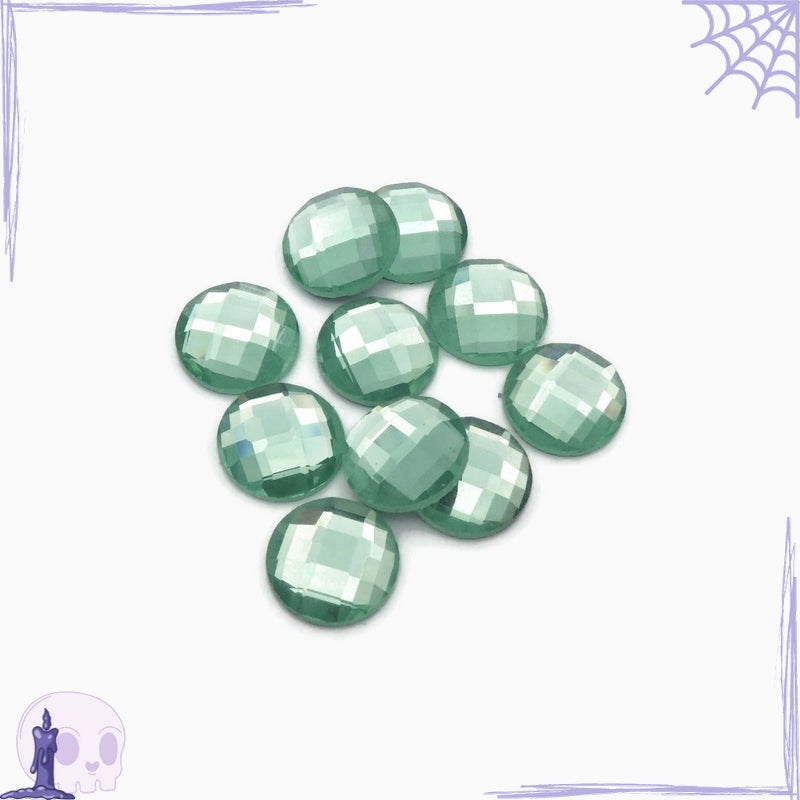 20 Green Faceted Glass 12mm Round Cabochons (Copy)