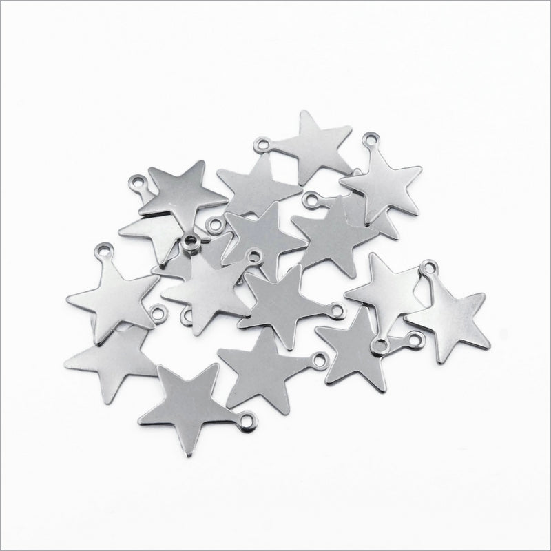 25 Stainless Steel Blank Star Charm Tags