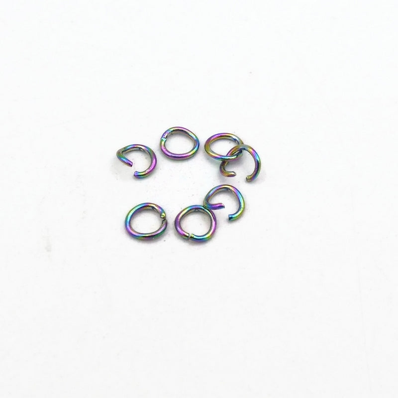 100 Rainbow Anodized 4mm x 0.6mm Open Jump Rings