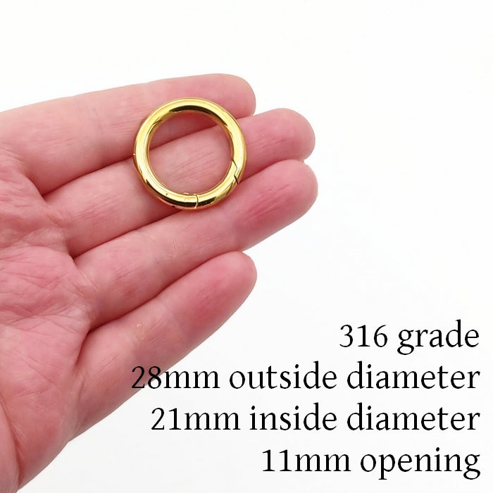 1 Gold Tone Stainless Steel 28mm Round Donut Clasp