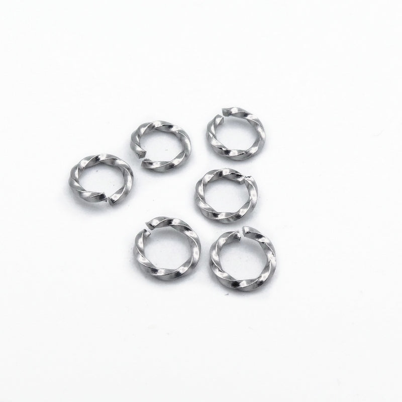 50 Stainless Steel 6.5mm Twisted Square Wire Jump Rings