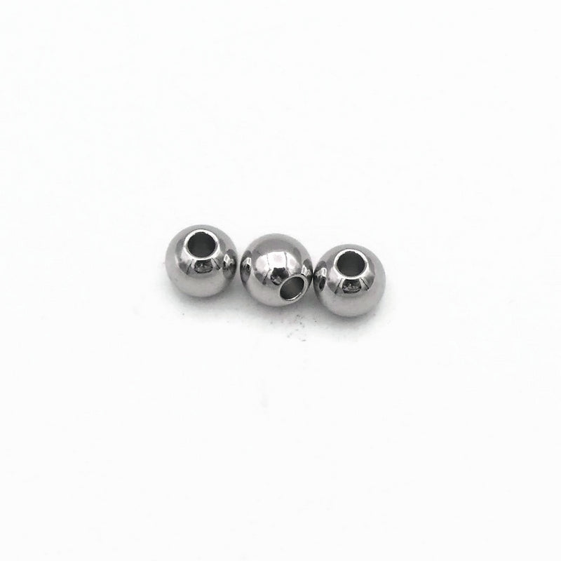 50 Stainless Steel 6mm x 5mm Round Beads