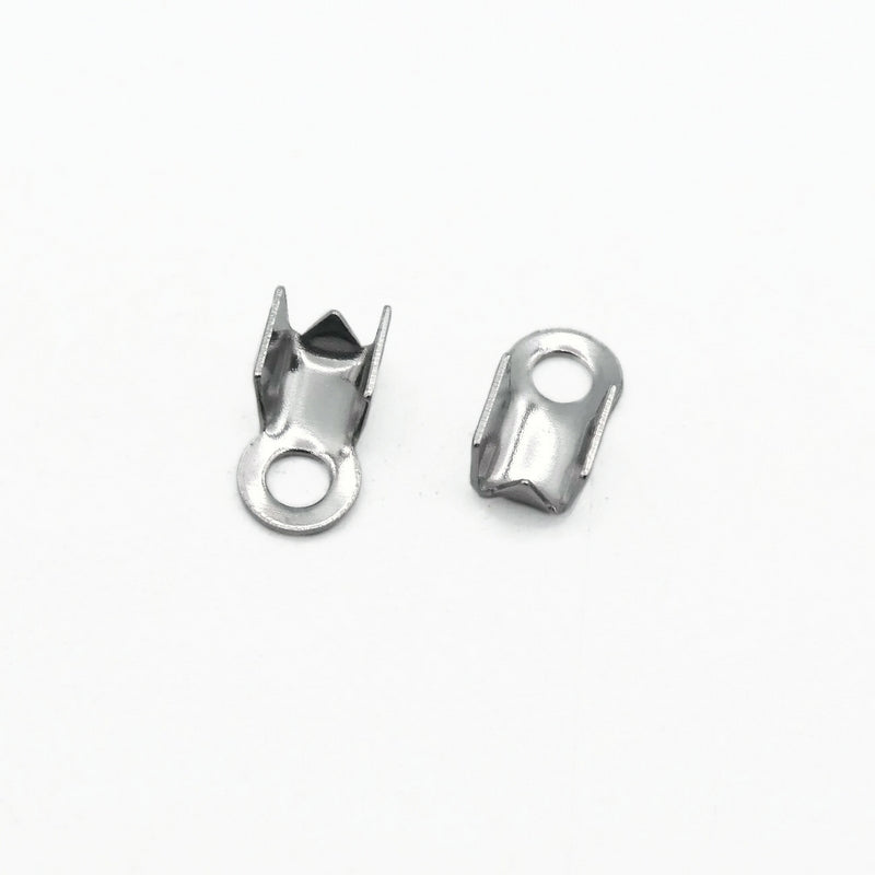 50 Stainless Steel 8mm x 4mm Folding Cord End Tips