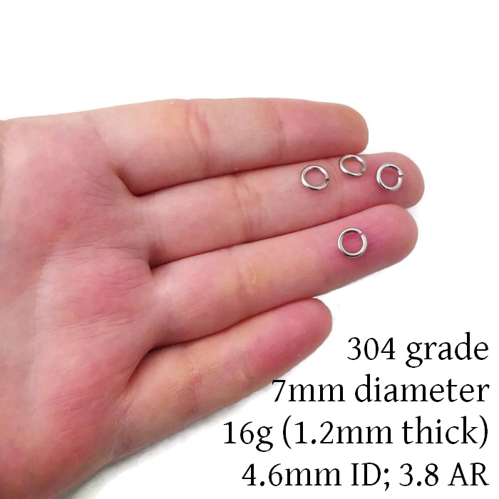Stainless Steel 7mm x 1.2mm Jump Rings