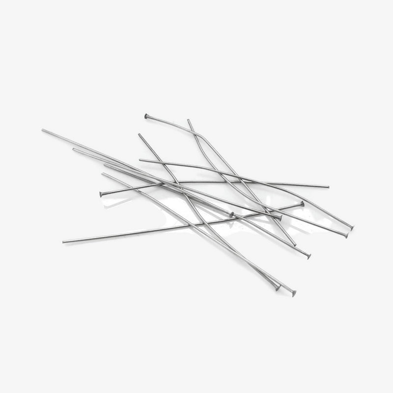 100 Unsorted Stainless Steel 60mm Flat Head Pins