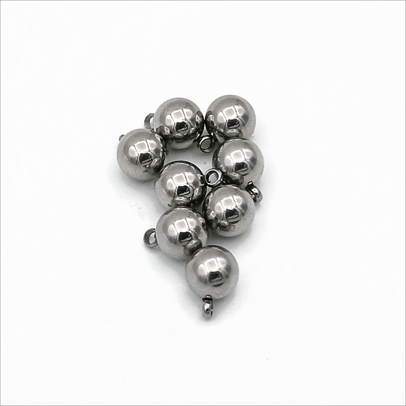 25 Stainless Steel 8mm Round Ball Charms