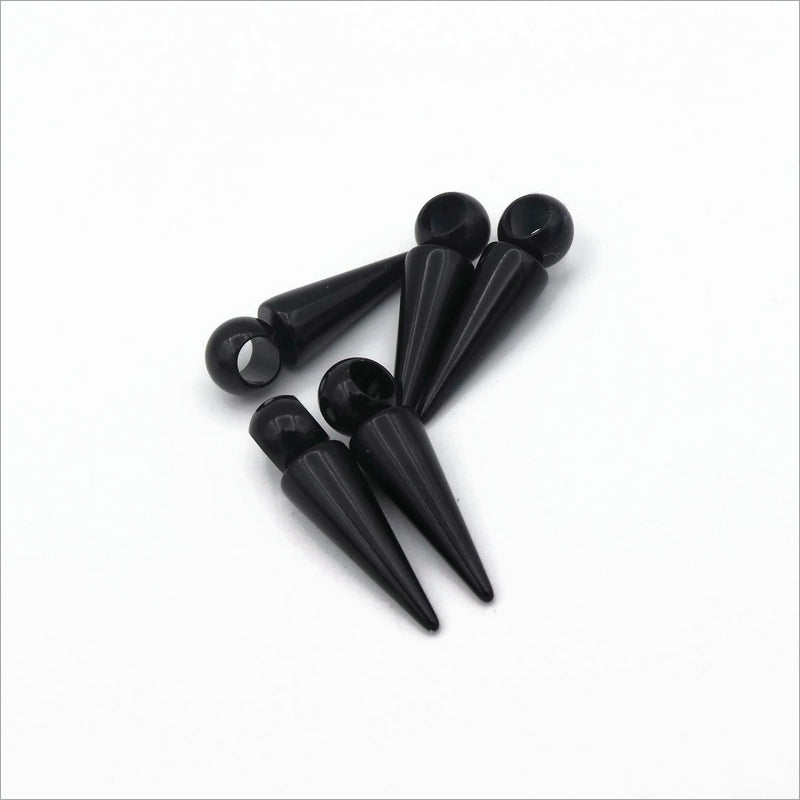 10 Black Stainless Steel 21mm Cone Spike Charms