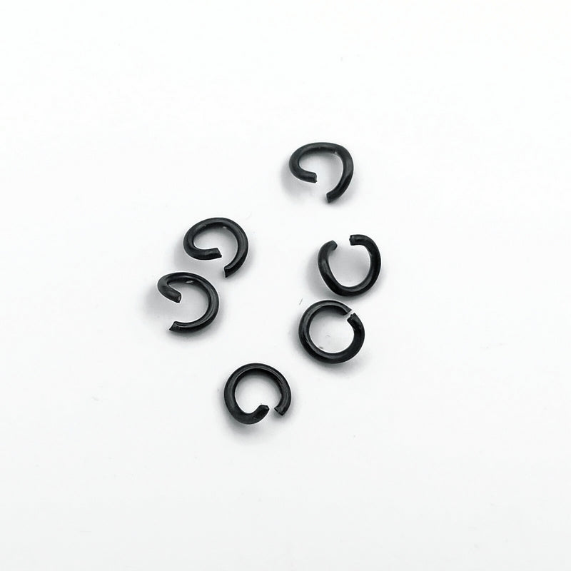 50 Black Plated Stainless Steel 6mm x 1mm Open Jump rings