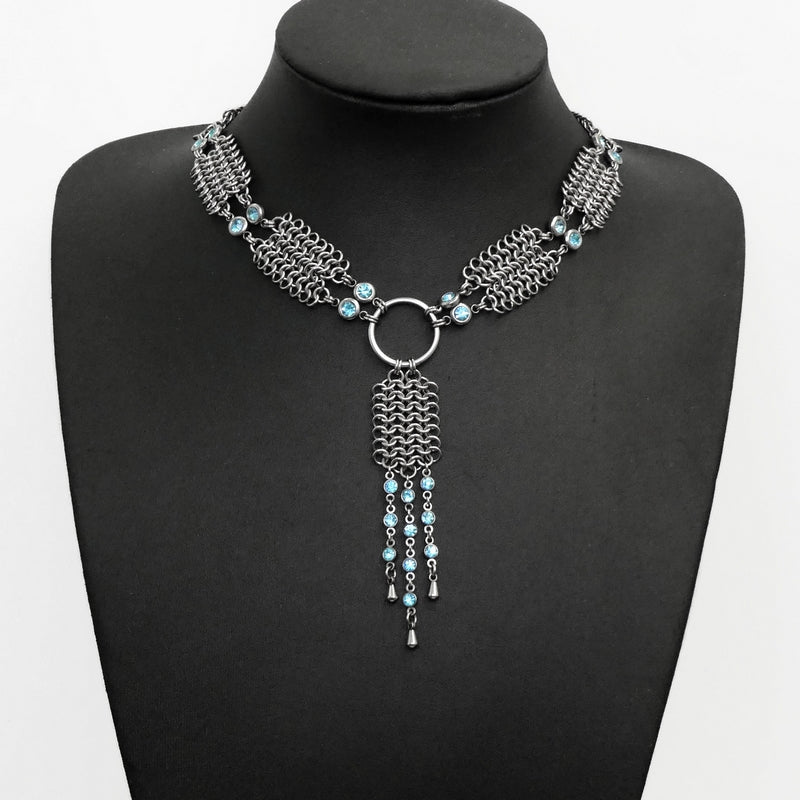 Cascading Sky Chain Mail Collar Necklace