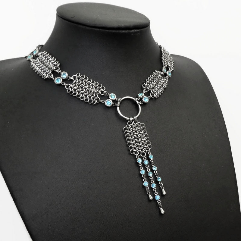 Cascading Sky Chain Mail Collar Necklace