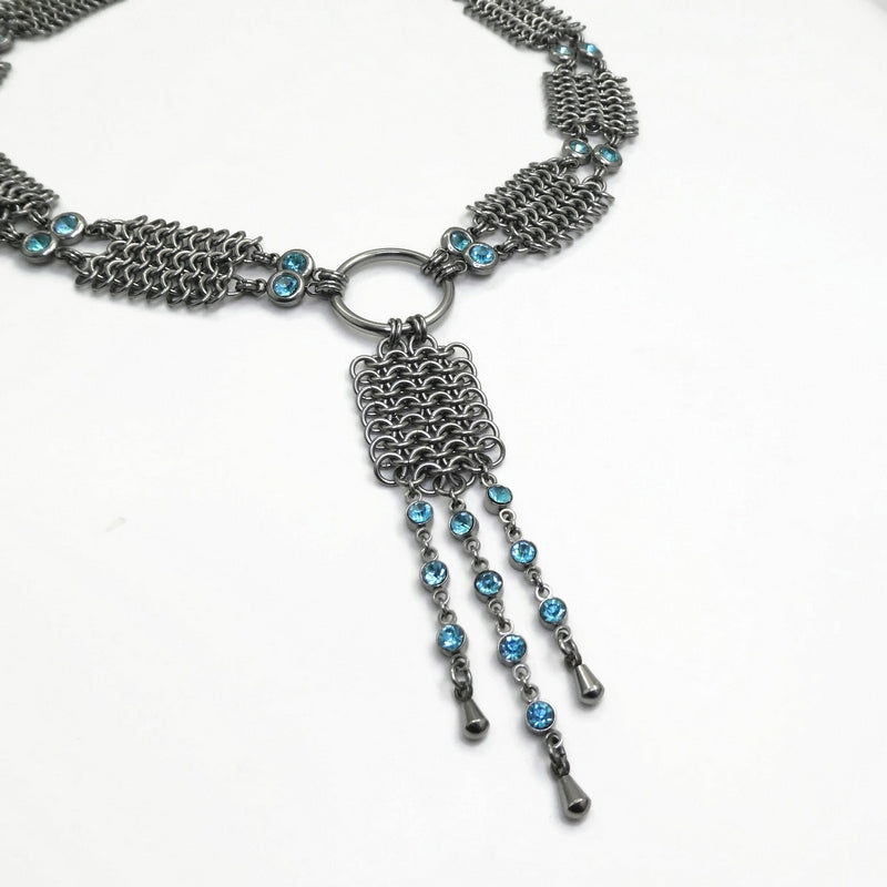 Cascading Sky Chain Mail Collar Necklace