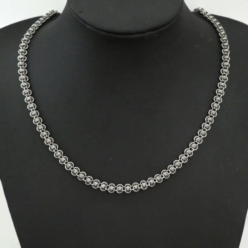 Stainless Steel Double Barrel Chain Necklace 57cm