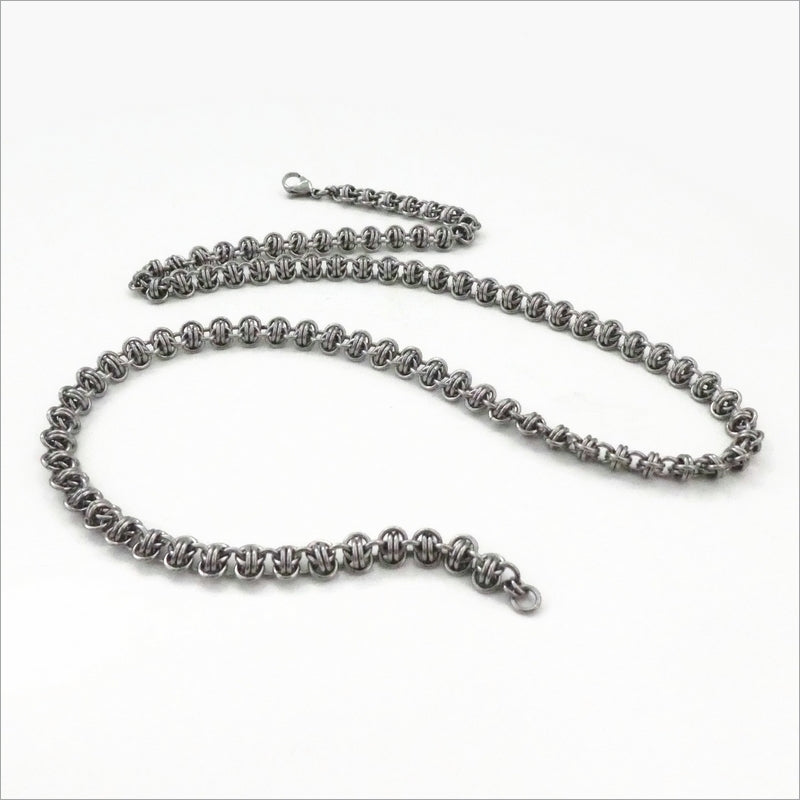 Stainless Steel Double Barrel Chain Necklace 57cm