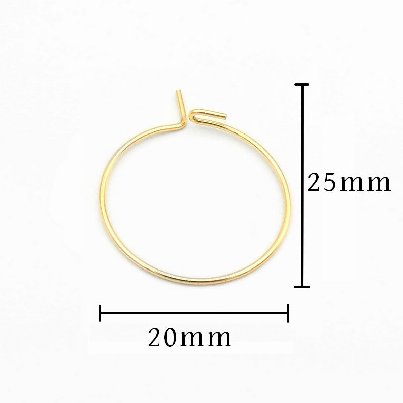 25 Gold Tone Stainless Steel 20mm Round Wire Hoops