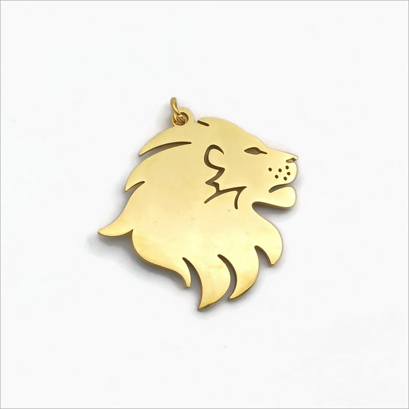3 Gold Tone Stainless Steel Lion Pendants