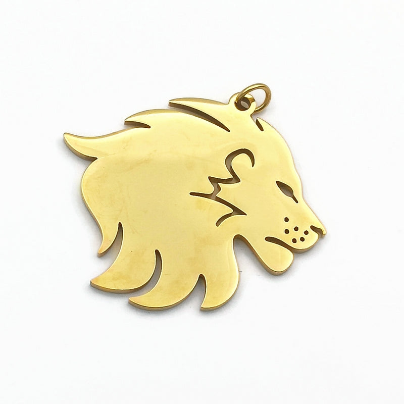 3 Gold Tone Stainless Steel Lion Pendants