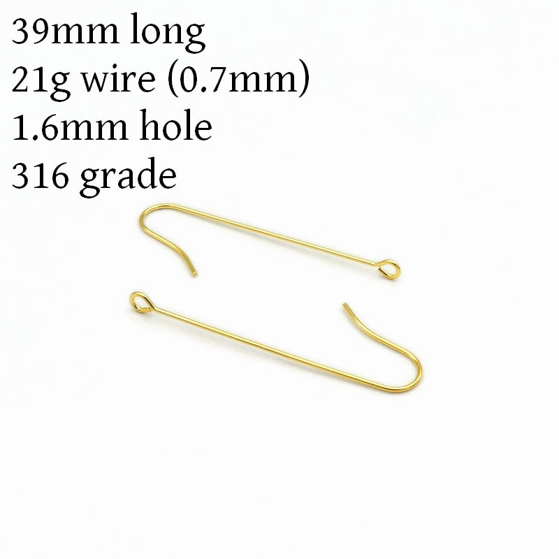 15 Pairs Gold Tone Stainless Steel Long Drop Earring Hooks