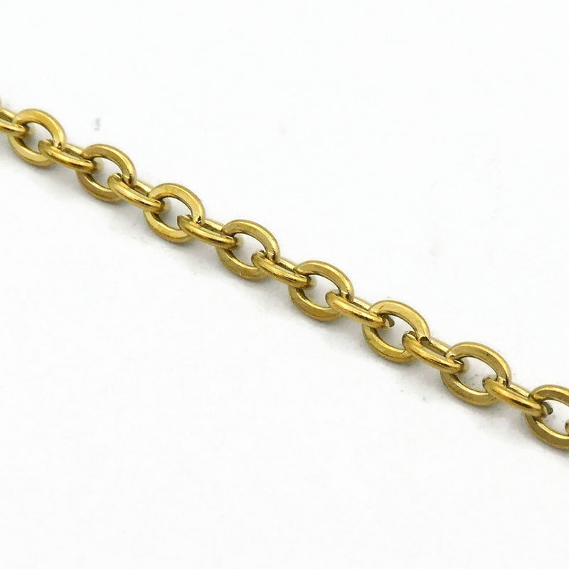 2 Gold Tone Stainless Steel 24" Flat Cable Chain Necklaces