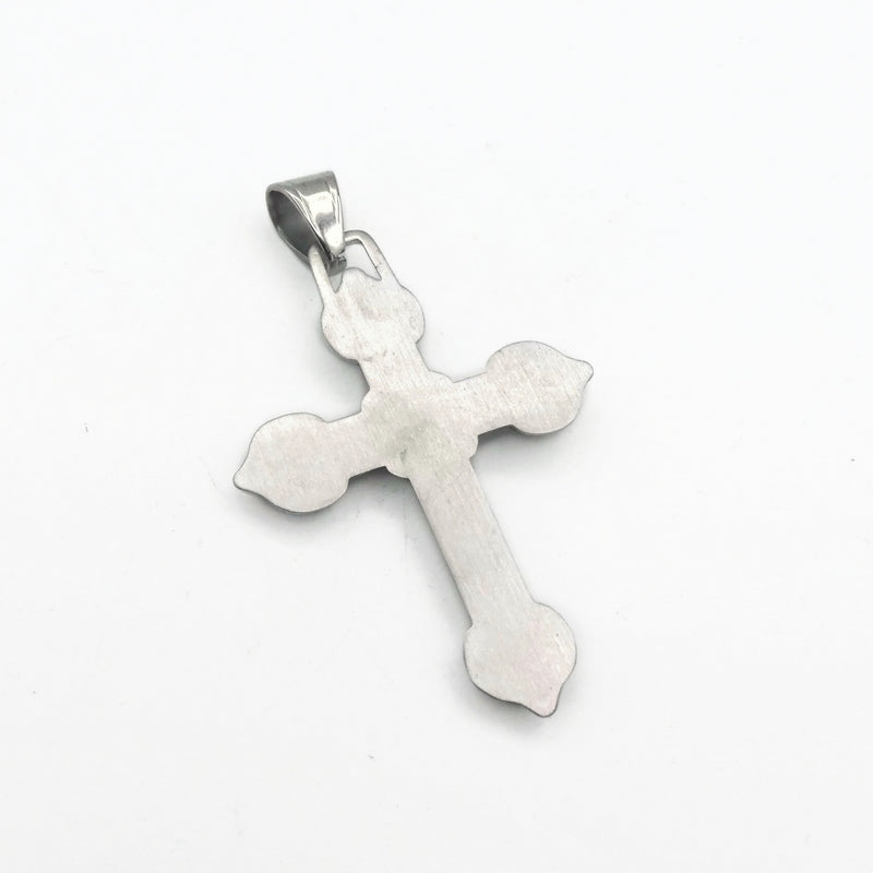 1 Large Ornate Stainless Steel Cross Pendant with Rhinestone