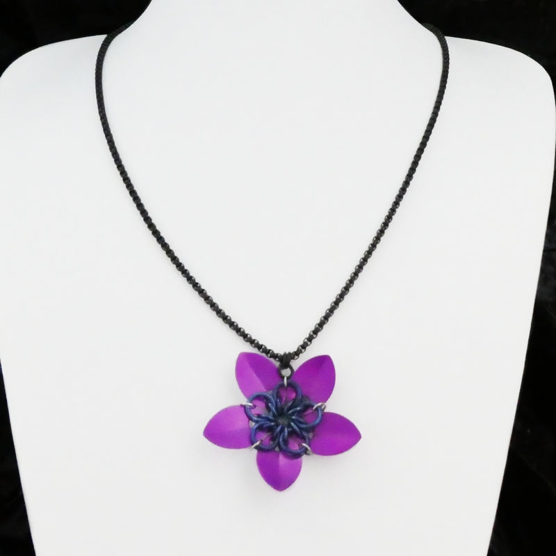 Midnight Violet Scale Flower Necklace