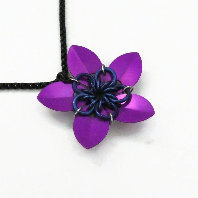 Midnight Violet Scale Flower Necklace