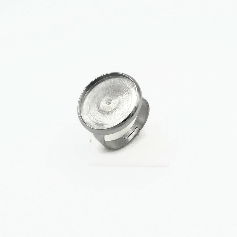 5 Premium Stainless Steel 18mm Round Adjustable Ring Cabochon Settings