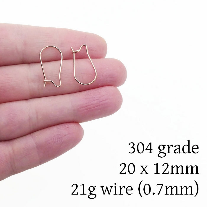 5 Pairs Rose Gold Tone Stainless Steel 20mm Kidney Hooks