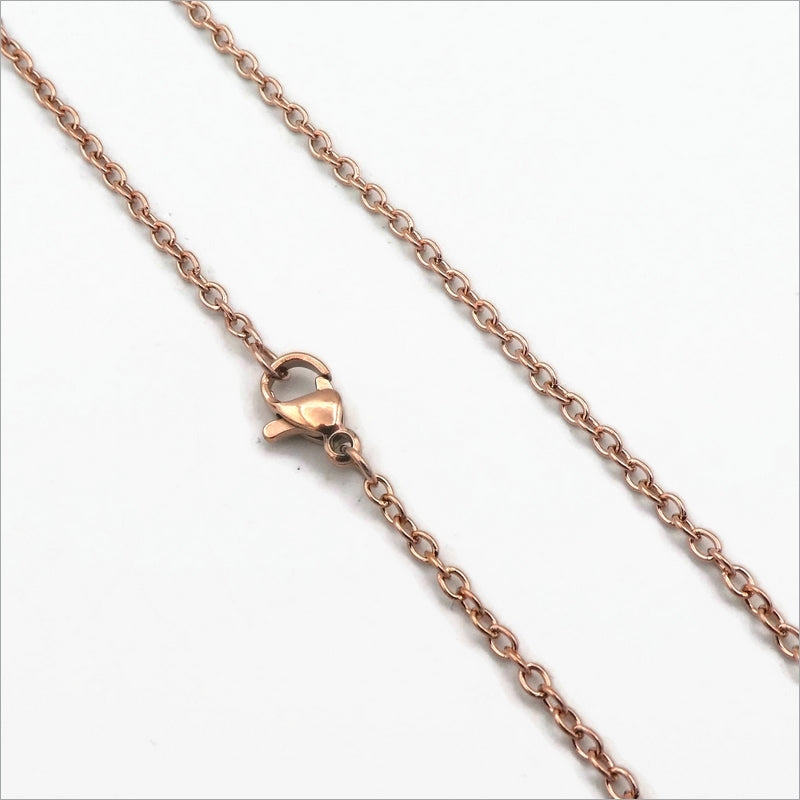 5 Rose Gold Tone Stainless Steel 45cm Fine Cable Chain Necklaces