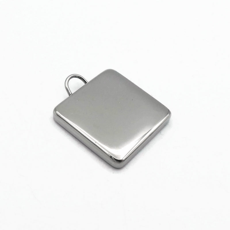 2 x Premium Solid Stainless Steel 20mm Square Cabochon Bezel Pendant Settings