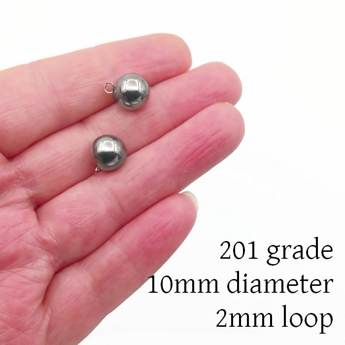 20 Stainless Steel 10mm Round Ball Charms