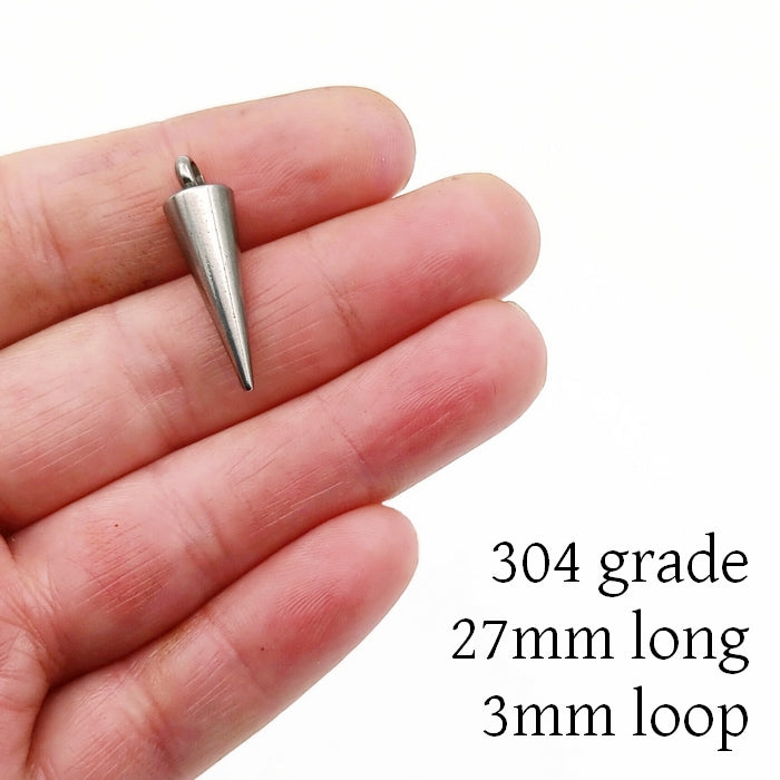 3 Stainless Steel 27mm Spike Pendants