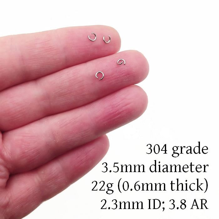 2000 Stainless Steel 3.5mm x 0.6mm Jump Rings (Limited)